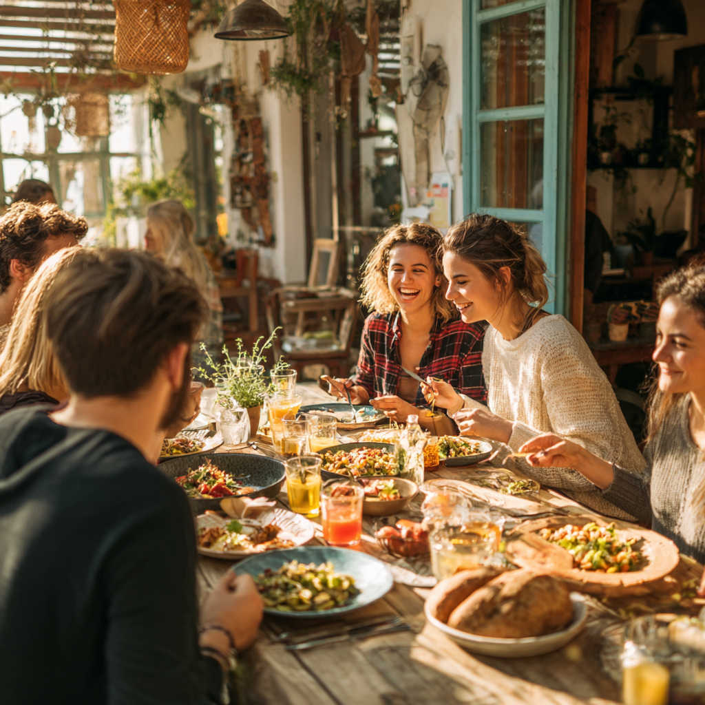 Mosolygós magyar család az ételkészítés közben a konyhában, különböző korosztályok képviselői